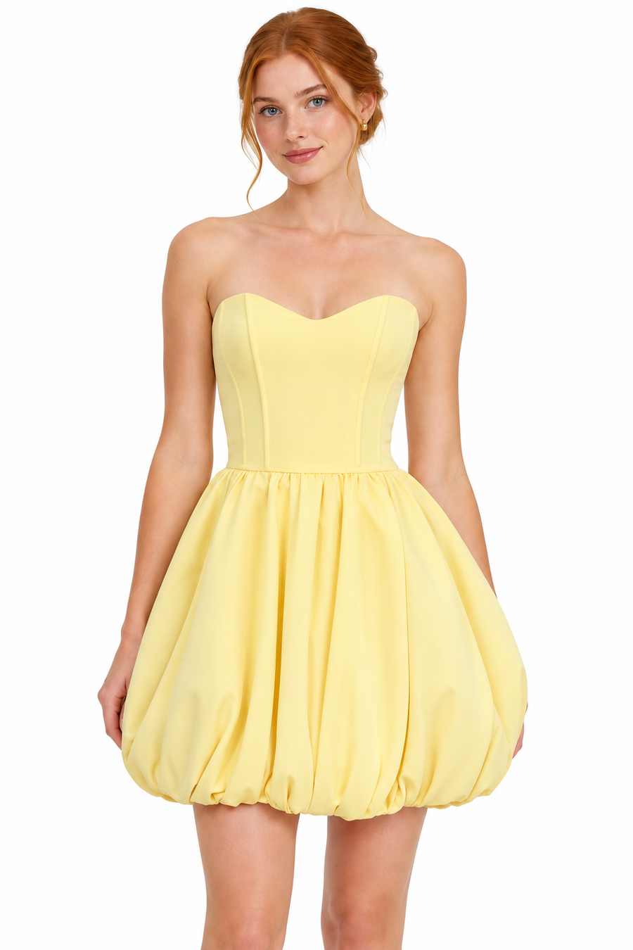 Pink Shop by MAF Vestido Corto Globo Strapless amarillo, vista 6