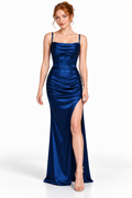 Vestido Largo Drapeado Satinado