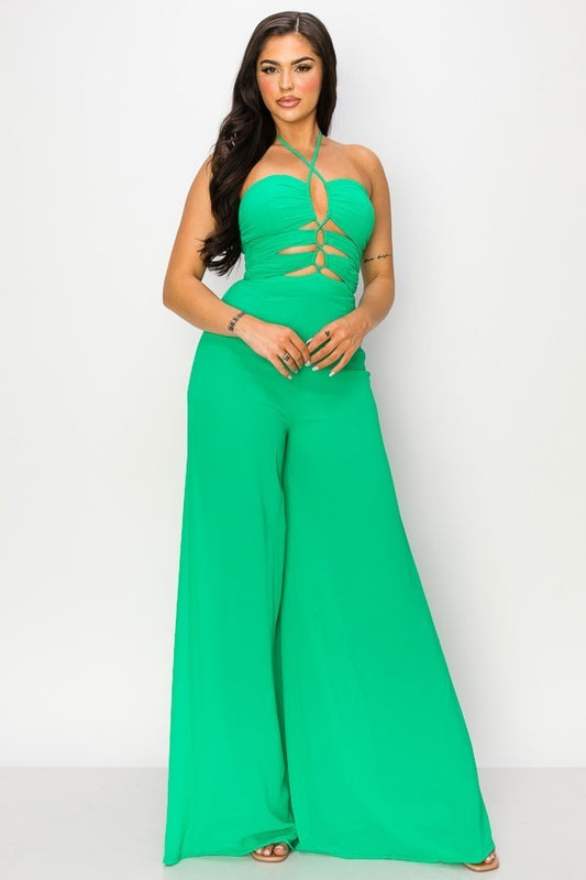 Jumpsuit Verde Kelly Escote Cruzado