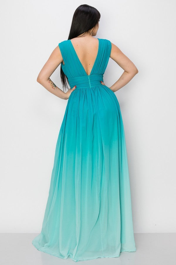 Vestido Largo  Azul Ombree