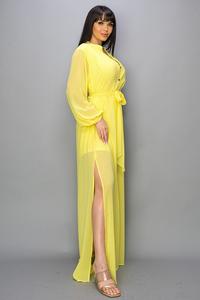 Vestido Camisero Largo Vaporoso Amarillo