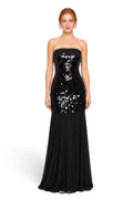 Vestido largo strapless de lentejuela sirena