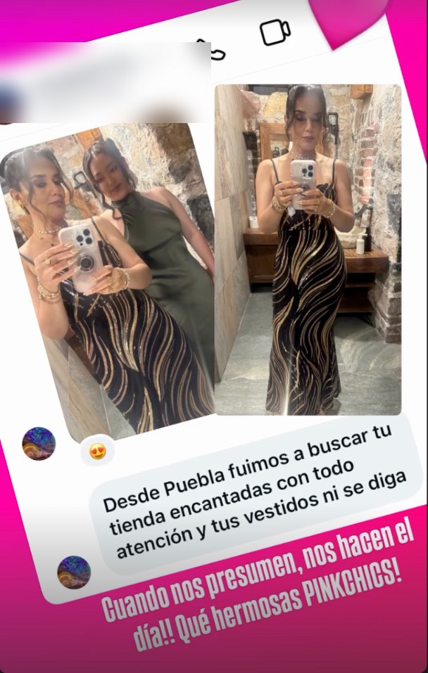 PinkChic, clienta de Pink Shop by MAF, con su vestido