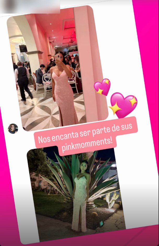 PinkChic, clienta de Pink Shop by MAF, con su vestido