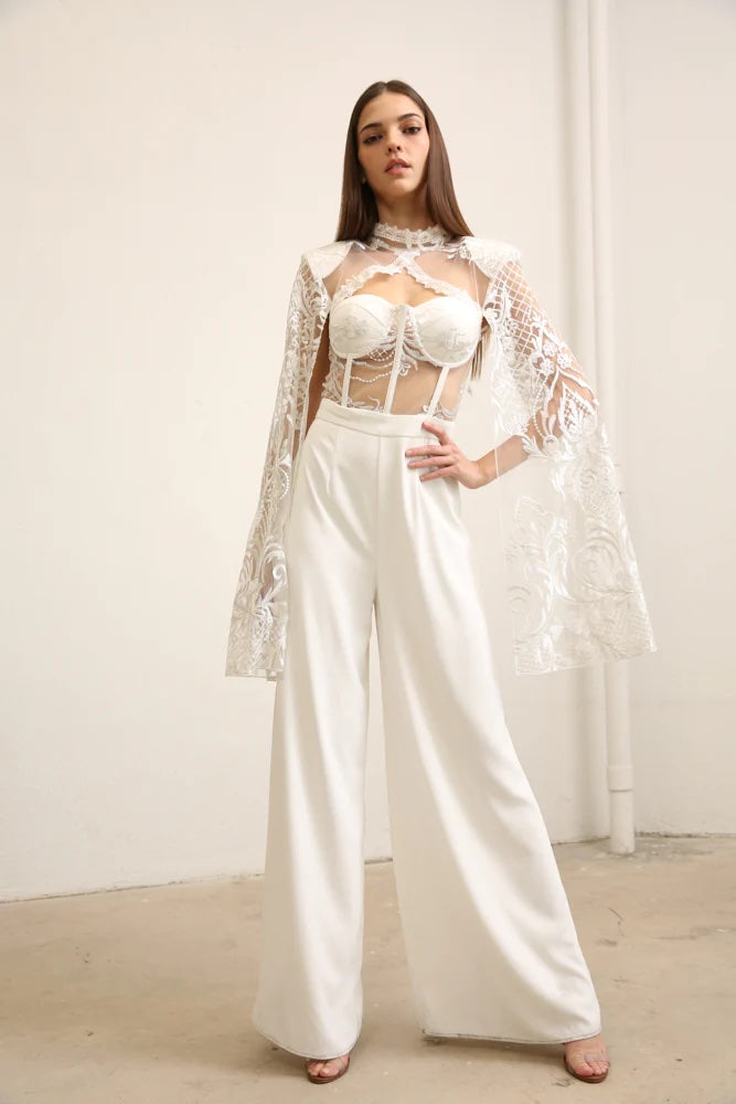 Jumpsuit  blanco Capa Encaje
