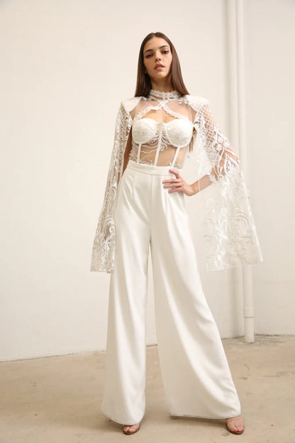 Jumpsuit  blanco Capa Encaje