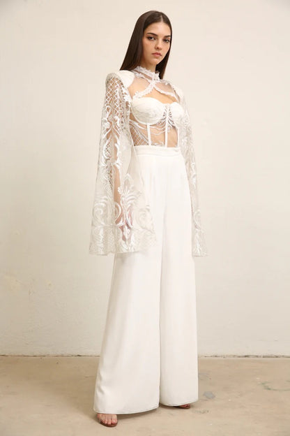Jumpsuit  blanco Capa Encaje