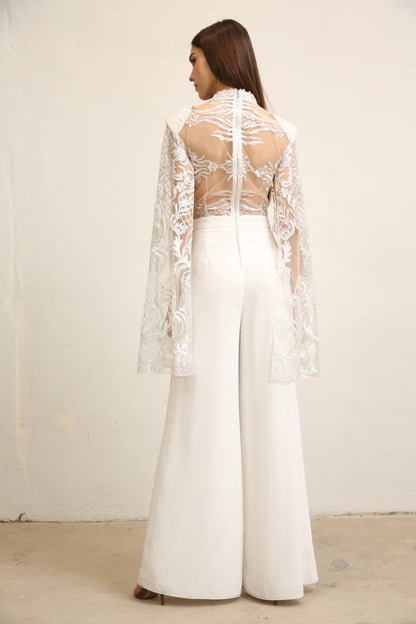 Jumpsuit  blanco Capa Encaje