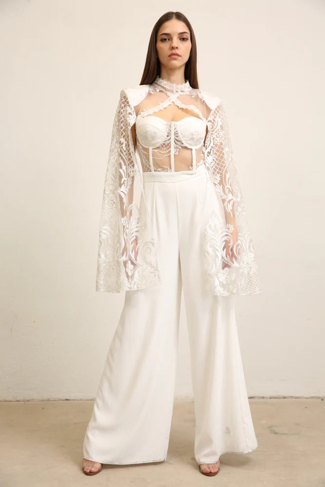 Jumpsuit  blanco Capa Encaje