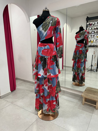 Vestido una manga floreado