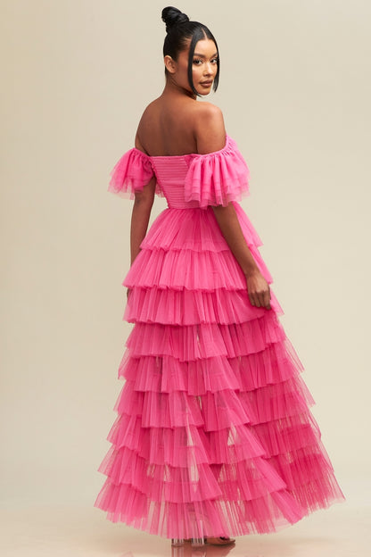 Vestido de tul corto largo