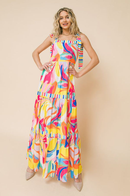 Vestido largo de día print