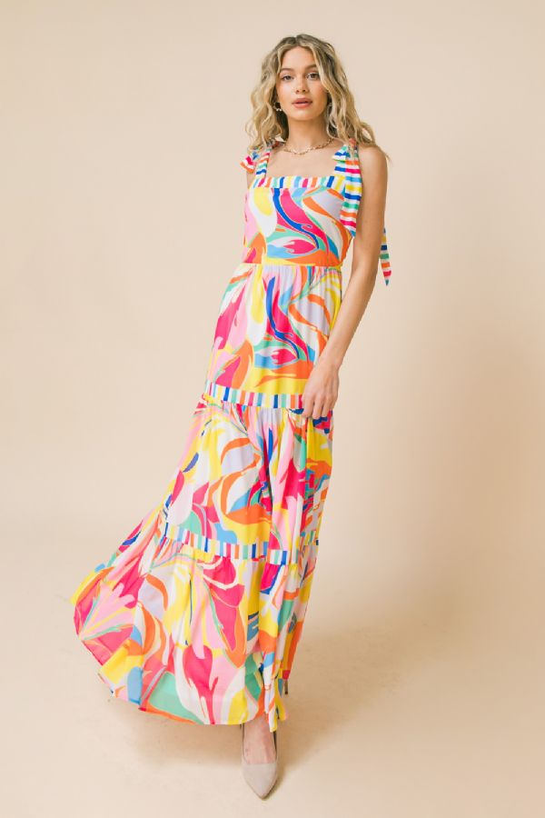 Vestido largo de día print