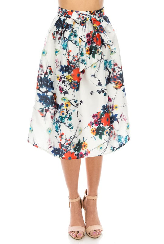 falda midi flores 3d