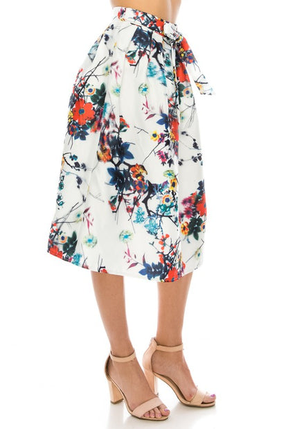 falda midi flores 3d