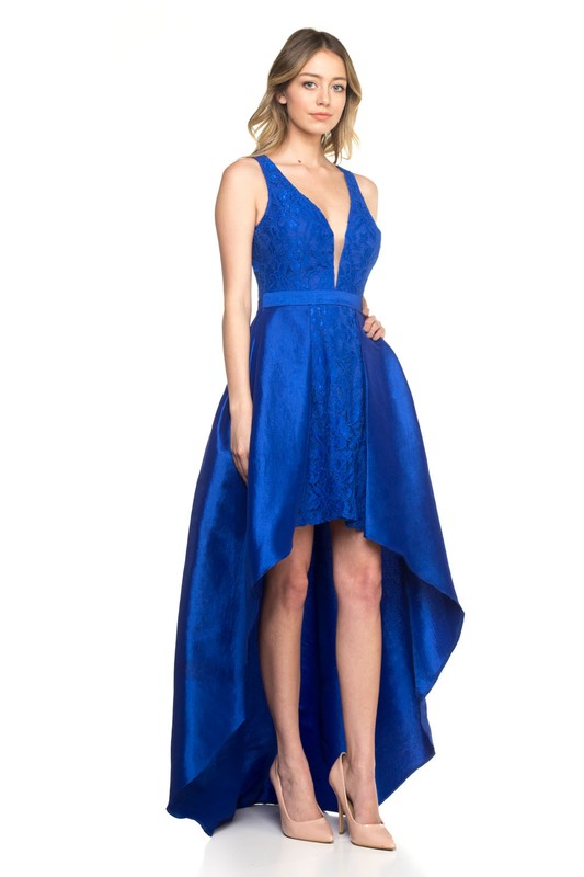 Vestido Corto Largo Azul Rey
