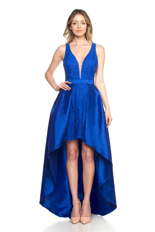 VESTIDO CORTO LARGO AZUL REY