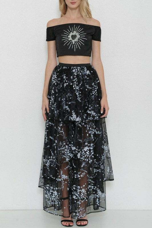 CONJUNTO LARGO DE TOP Y FALDA
