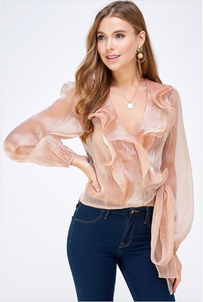 BLUSA MANGA AMPLIA DORADA