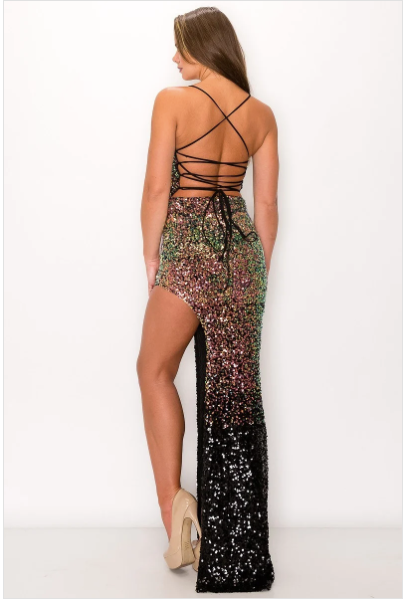 Vestido Asimétrico Lentejuela.