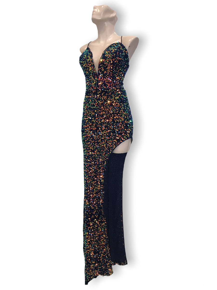 Vestido Asimétrico Lentejuela.