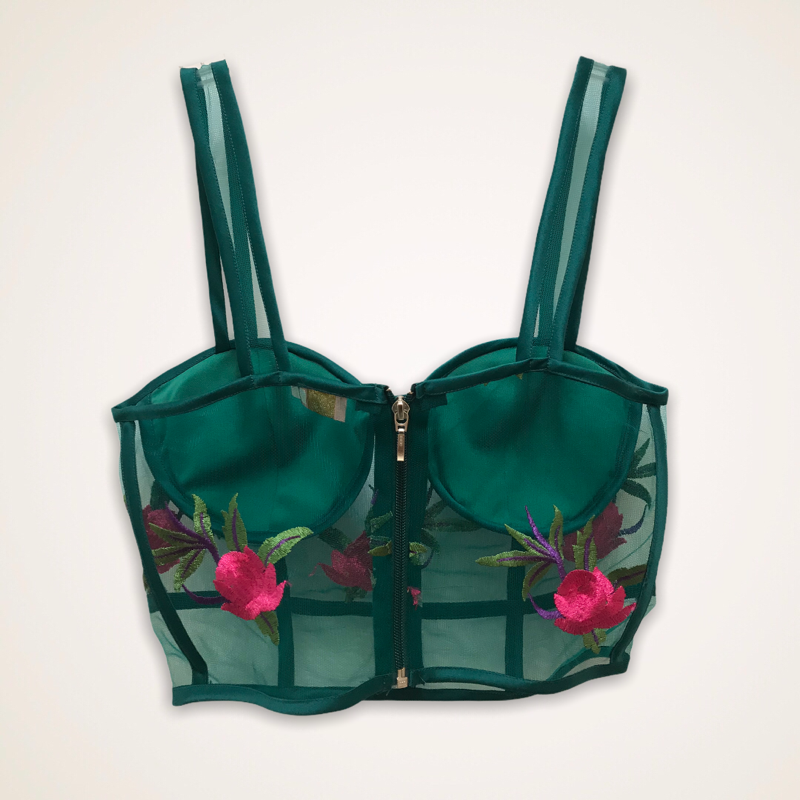 Bustier verde bordado