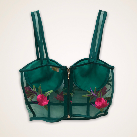 Bustier verde bordado