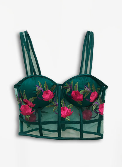 Bustier verde bordado