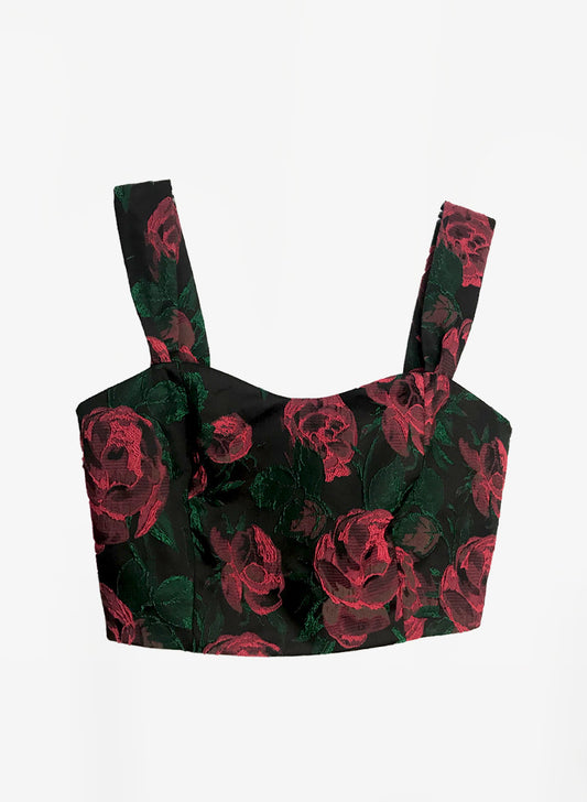 Top Negro  con Rosas