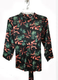 Blusa Negra con Flores Satin