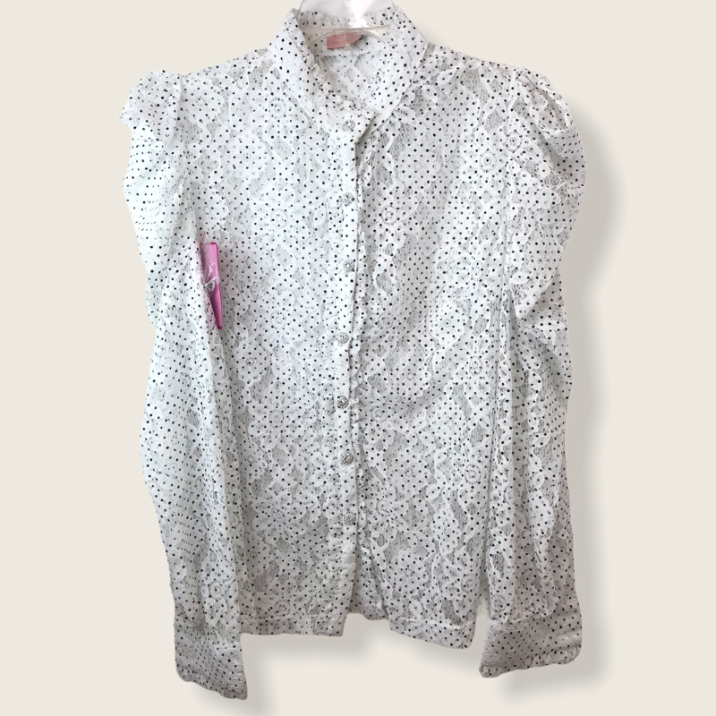 Blusa encaje  Blanca con Puntod Negros
