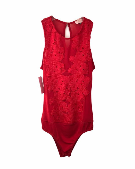Bodysuit Rojo mesh con Flores
