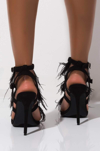 Zapatos Negros con Plumas