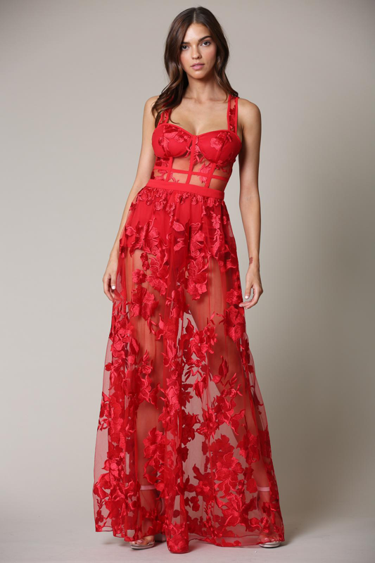 Vestido rojo con body