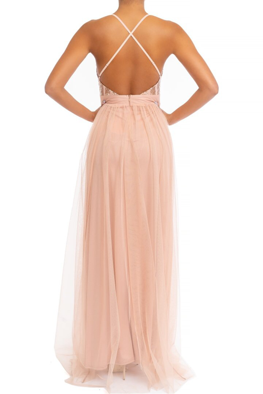 Vestido largo rose gold