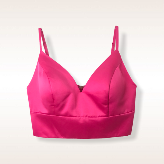 Crop top escote V fucsia