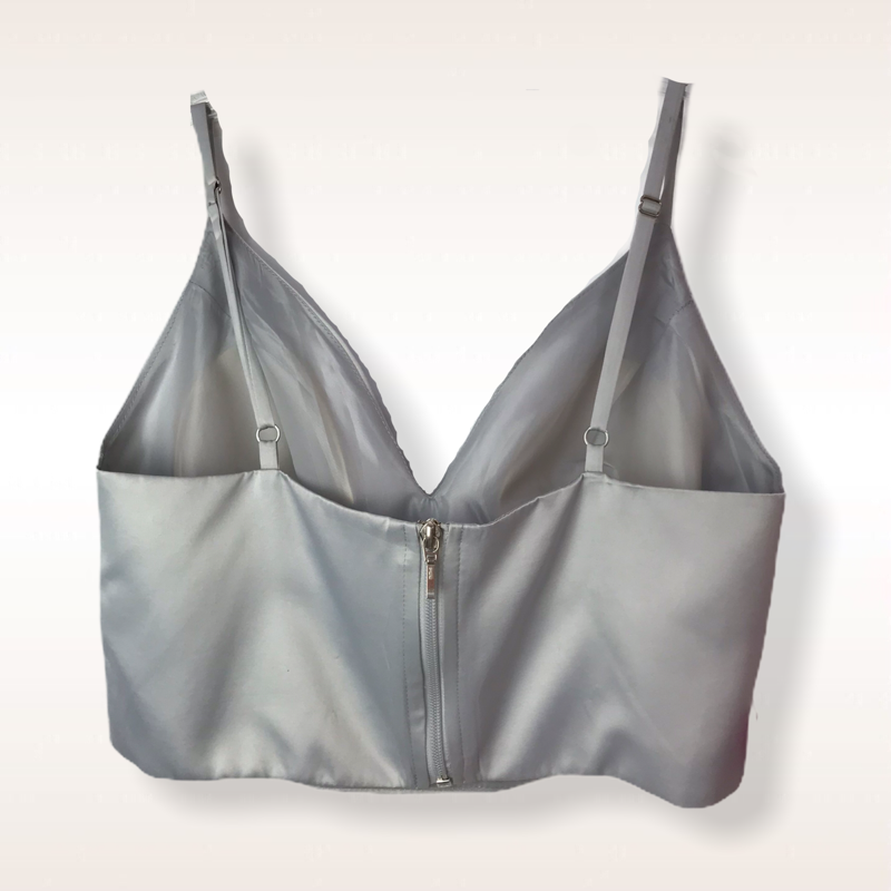 Crop top escote V plata