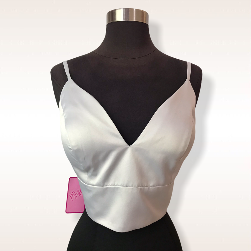 Crop top escote V plata