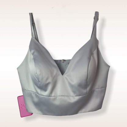 Crop top escote V plata
