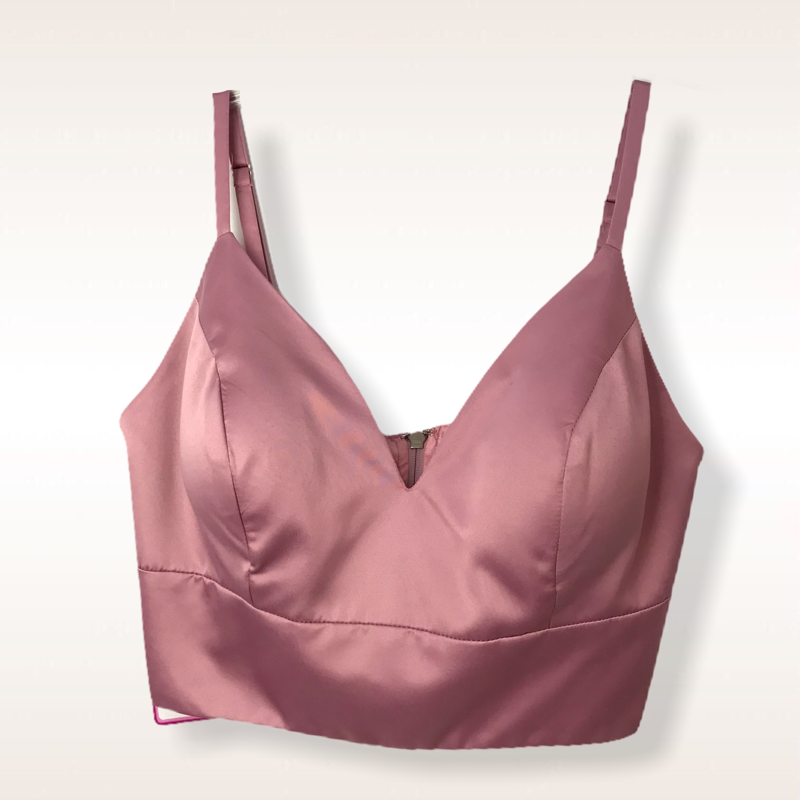 Crop top escote V palo de rosa