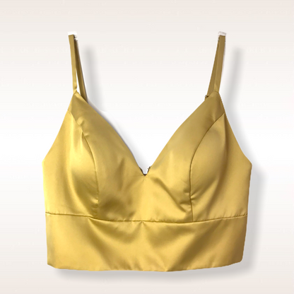 Crop top escote V dorado