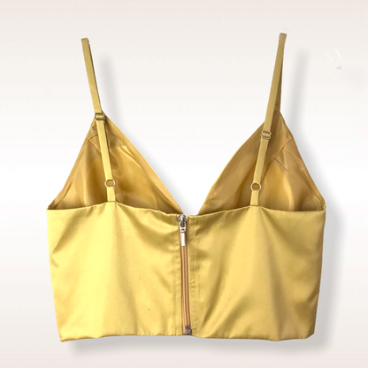 Crop top escote V dorado
