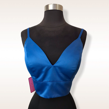 Crop top escote V azul