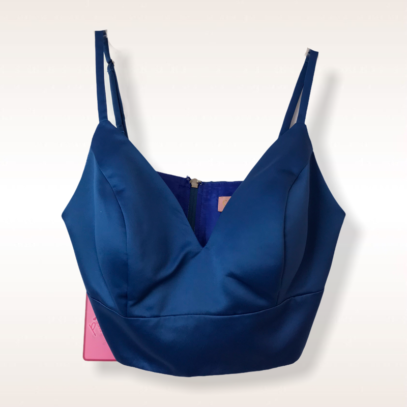 Crop top escote V azul