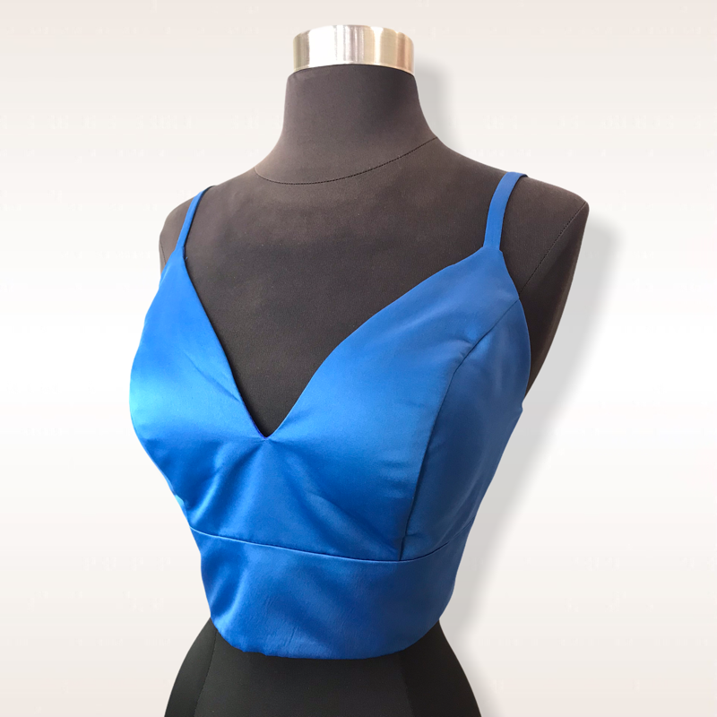 Crop top escote V azul