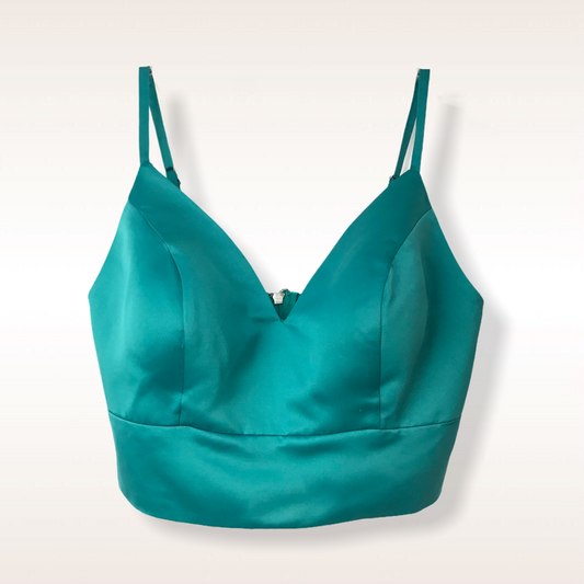 Crop top escote V verde jade