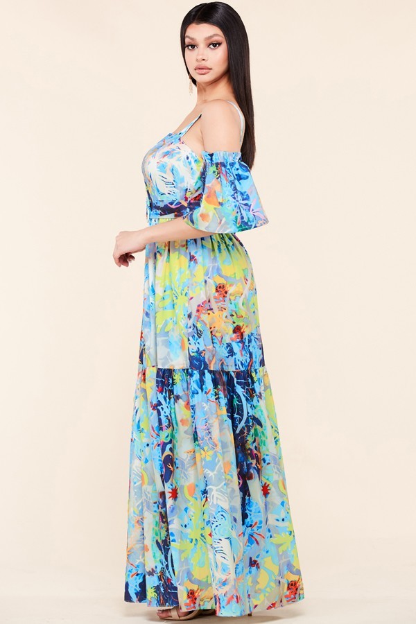 Vestido Largo  tie-dye azul