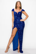 Vestido Lentejuelas Azul Rey