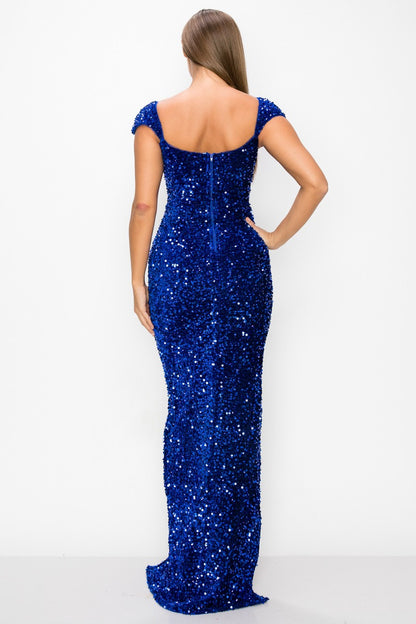 VESTIDO LENTEJUELAS AZUL REY