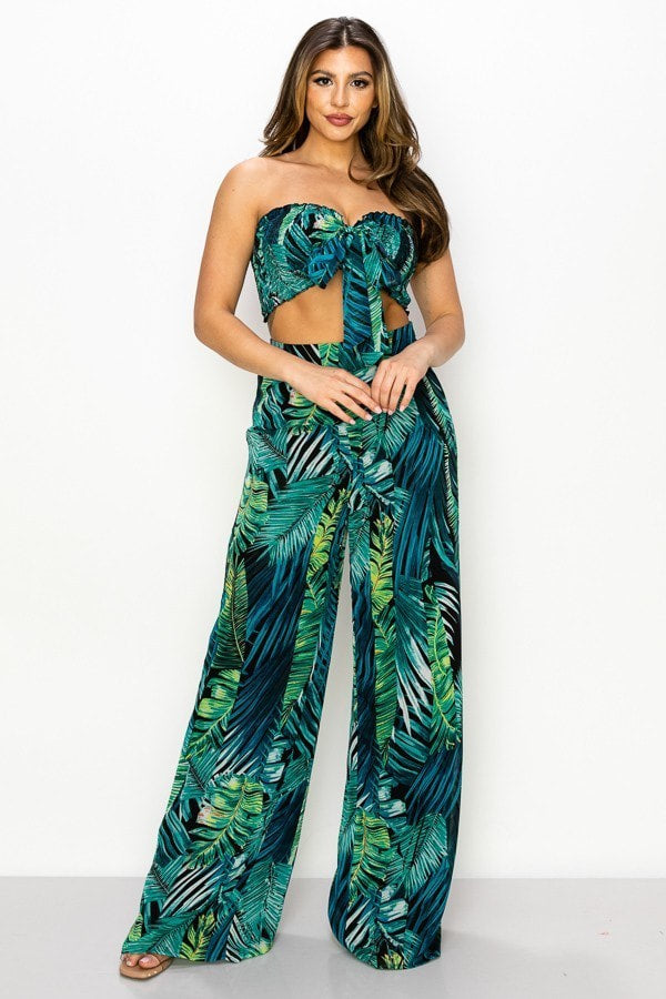 Set  De Top y Pantalón de Hojas verdes